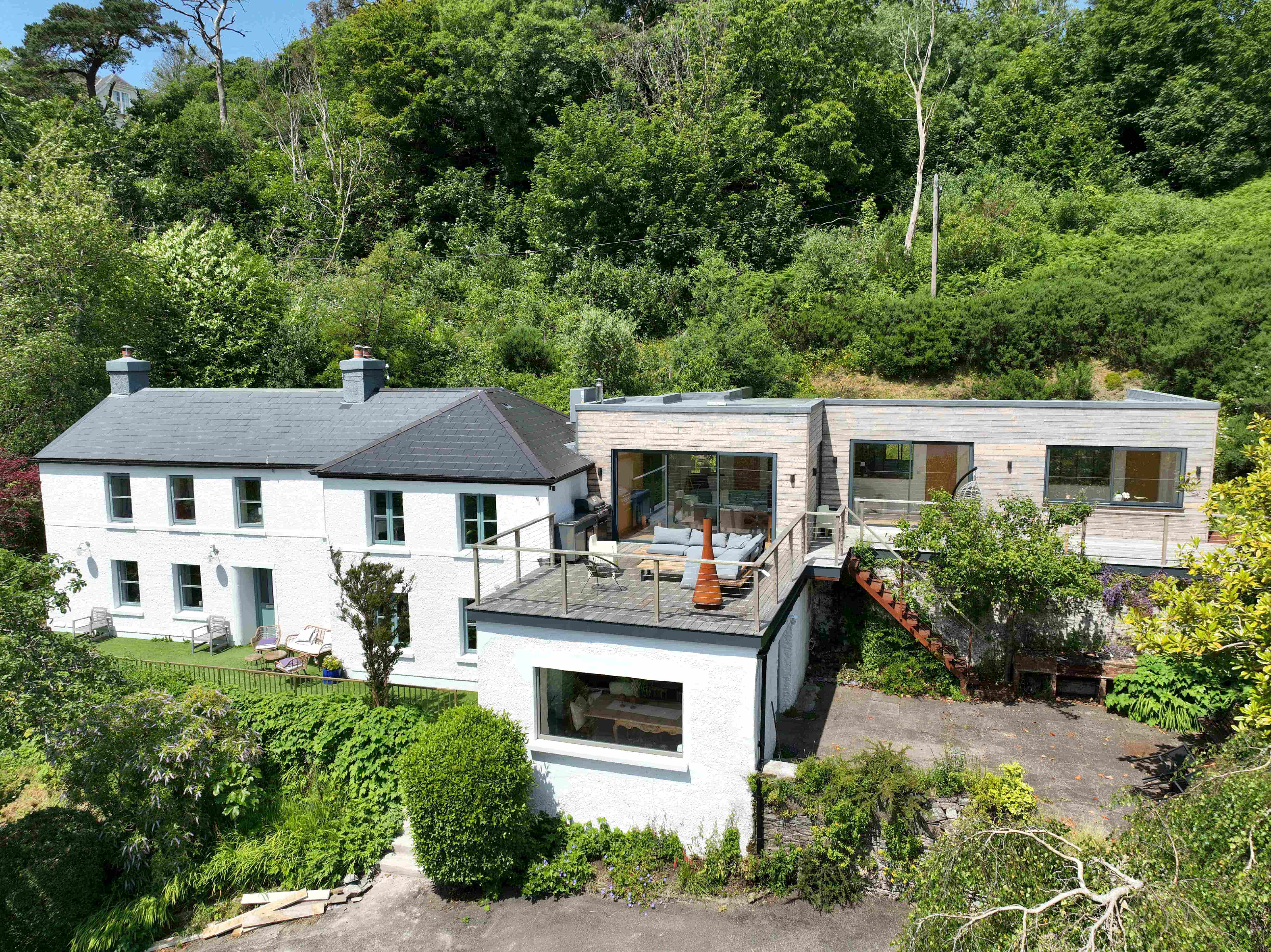 Aerial view of Folly House overlooking the River Bandon, Kinsale