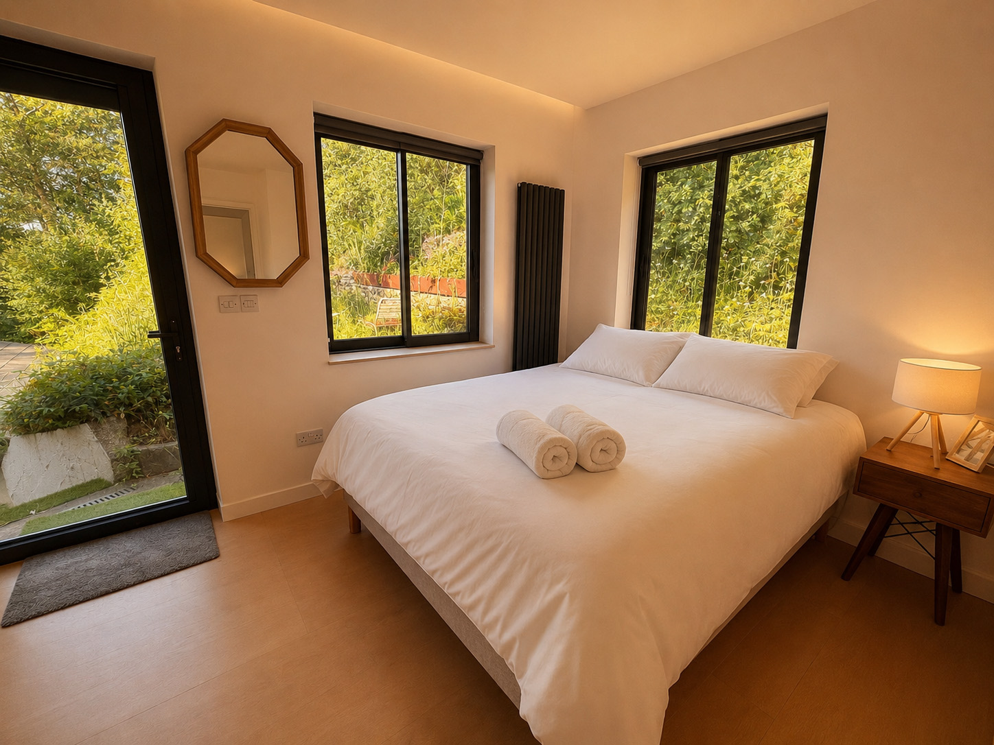 Bedroom with garden views