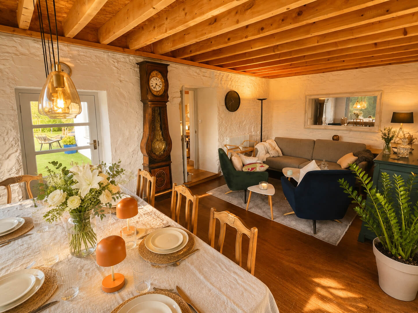 Dining room with fireplace