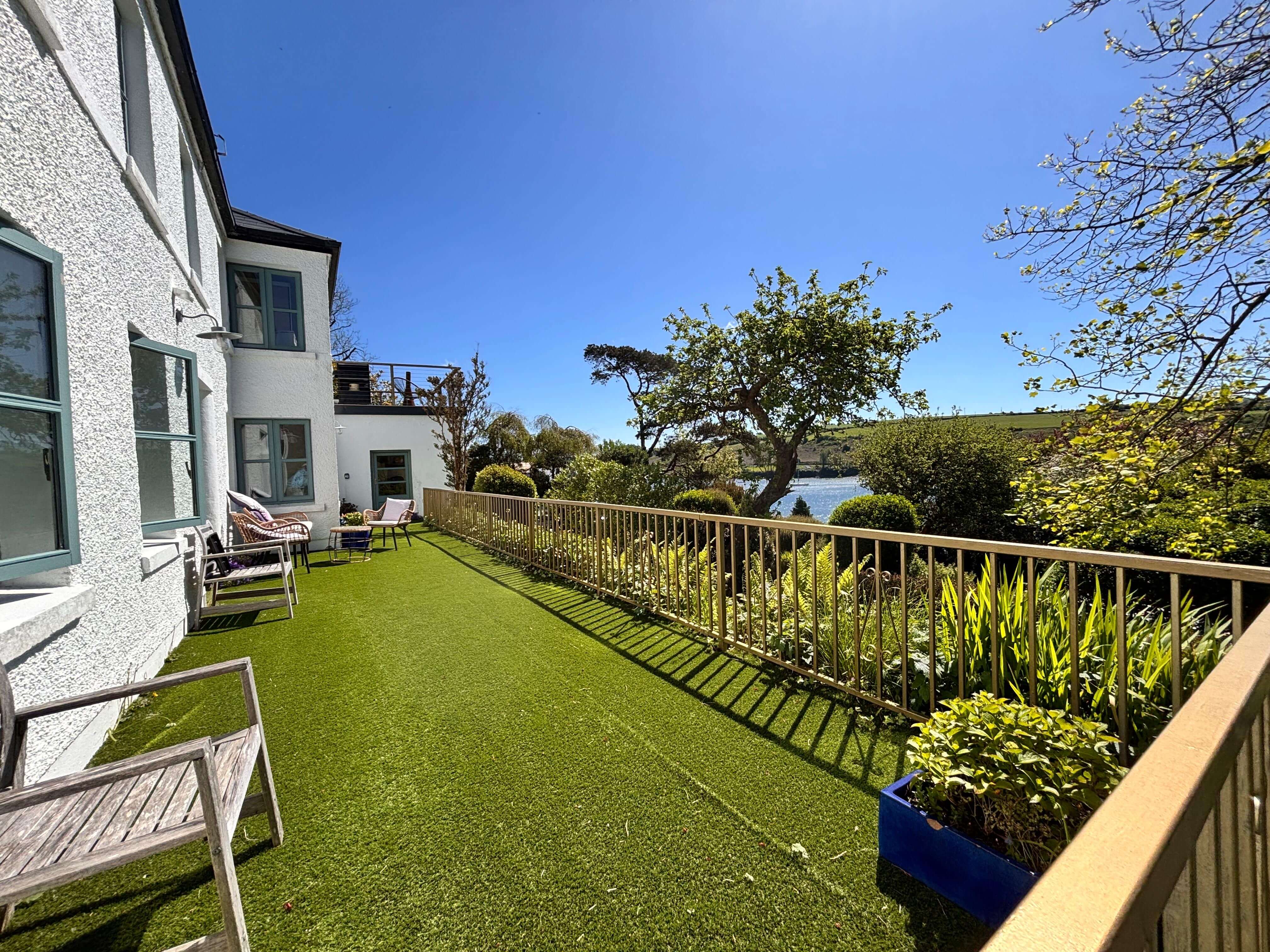 Garden terrace overlooking the Kinsale Estuary