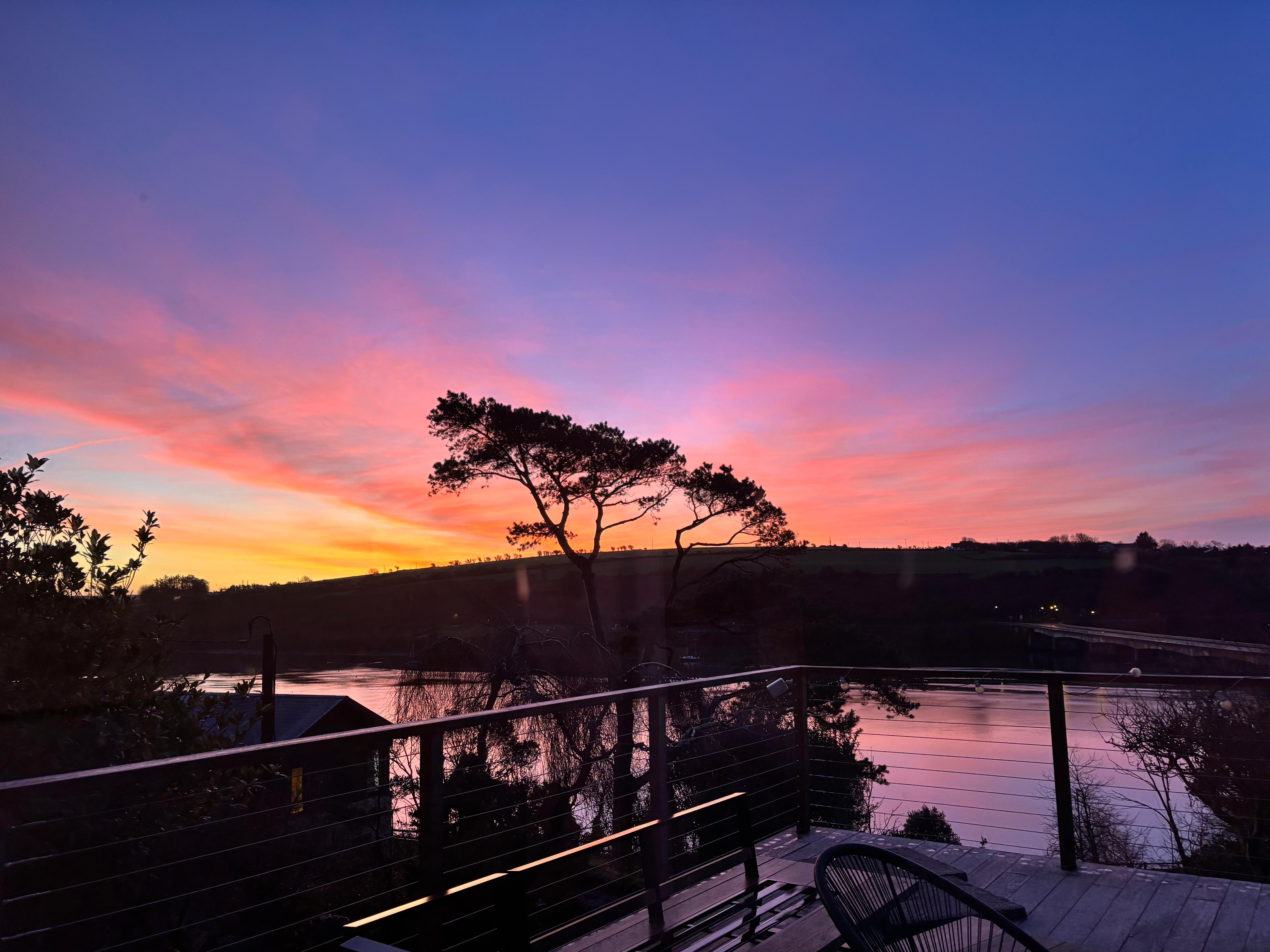 Stunning sunset over the Kinsale Estuary from the deck