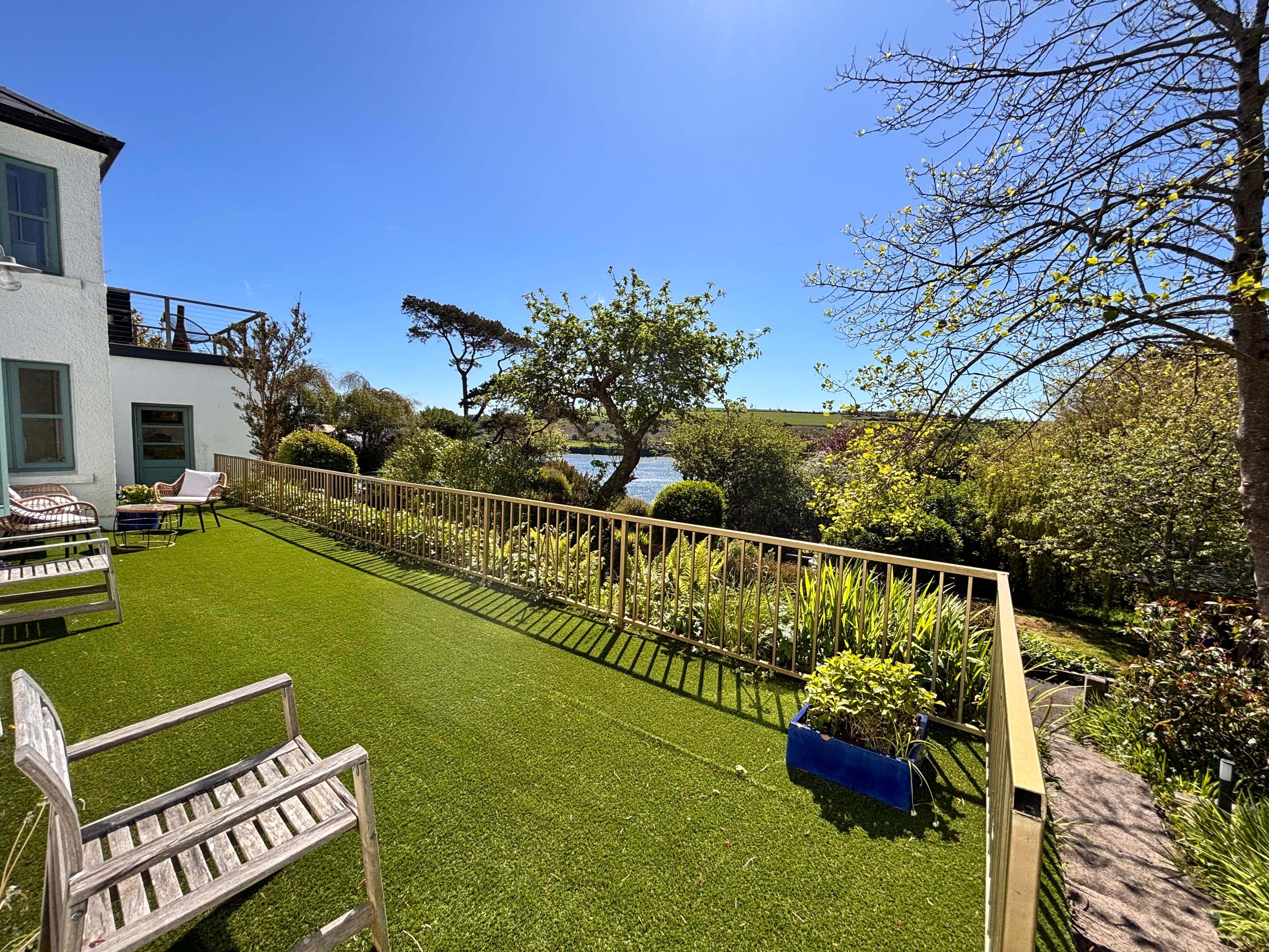 Garden terrace with river view